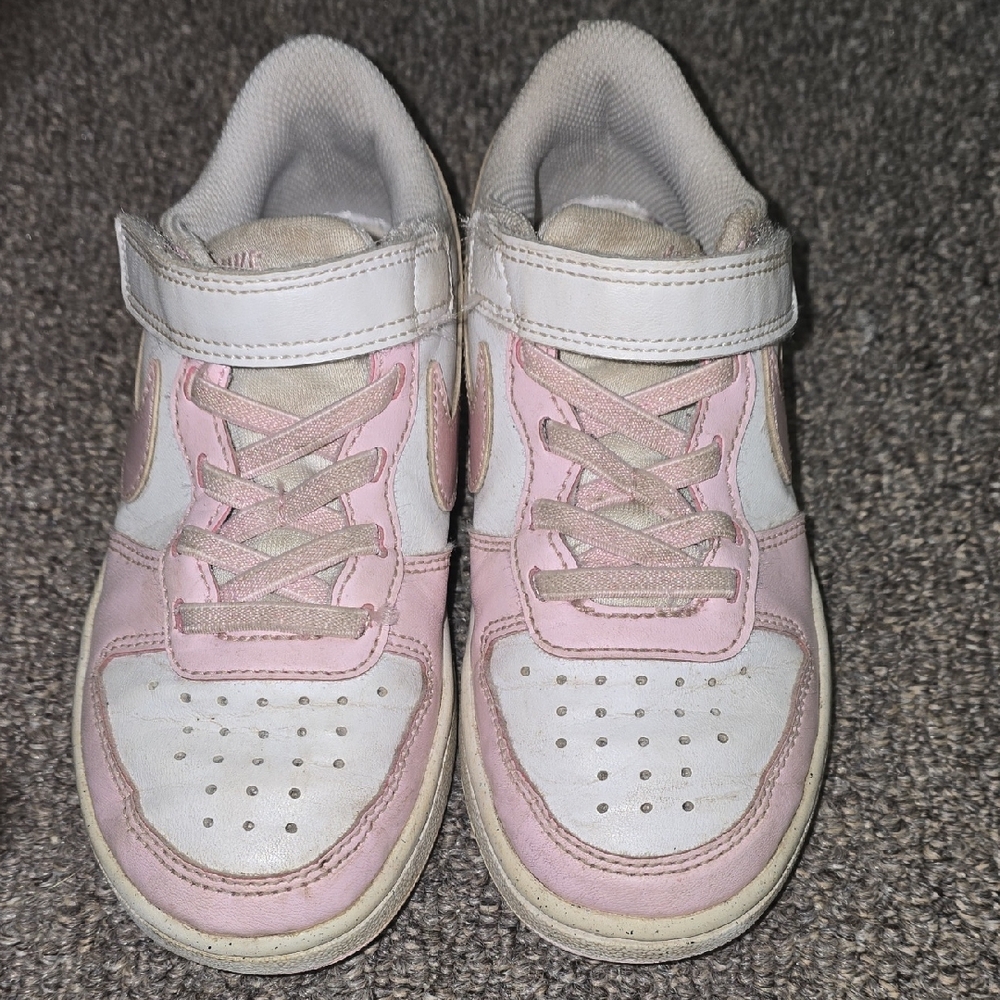 Nike Pink and White Sneakers with Velcro Strap